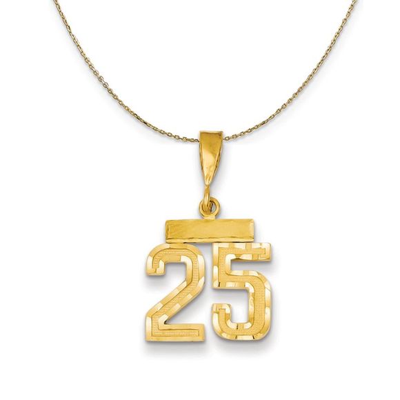 14k Yellow Gold, Varsity, Sm D/C Necklace Number 25 - 24 Inch - Picture 1 of 7